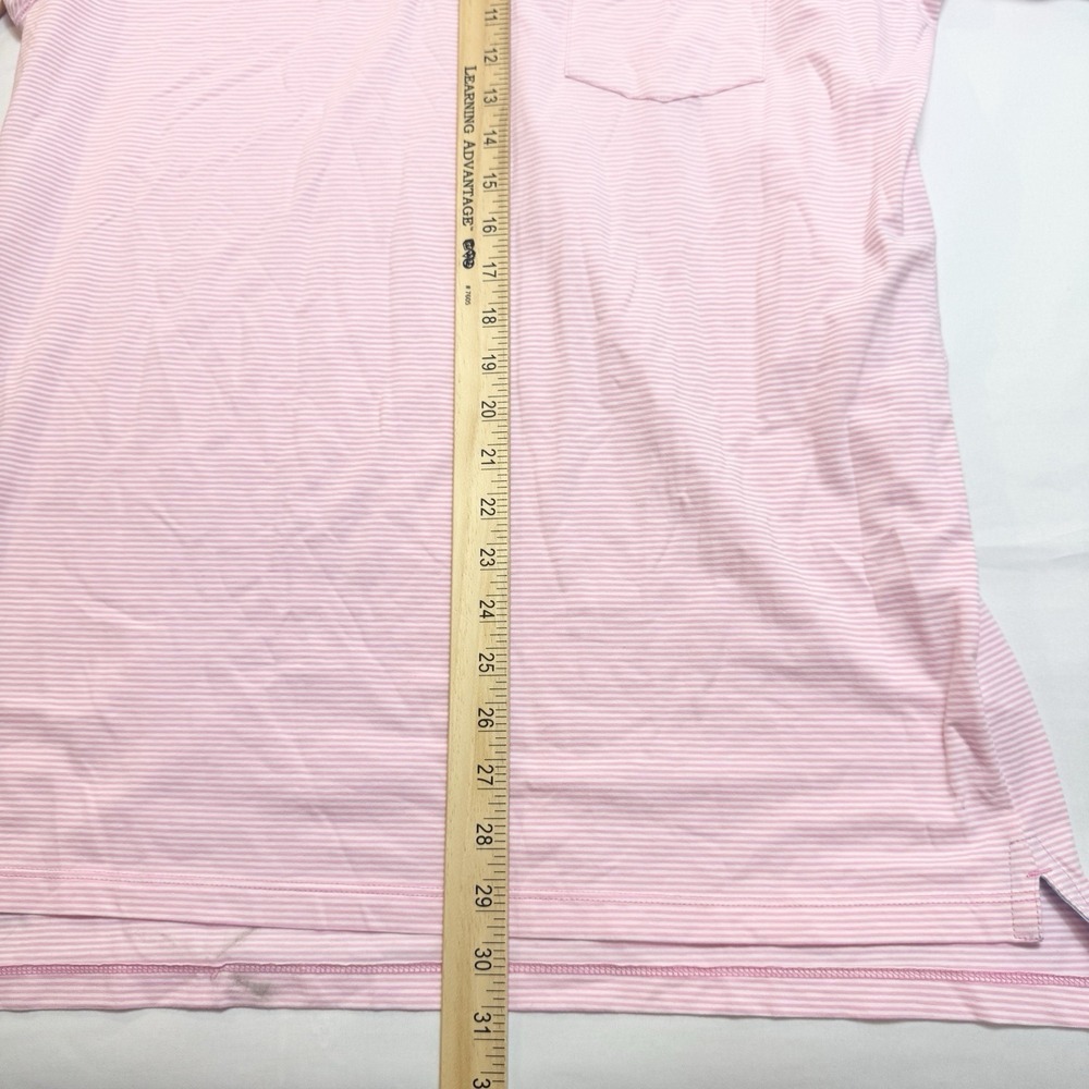 B Draddy Mens Pop Golf Polo Shirt Size M Pink & White Stripe Pima Cotton Preppy - Picture 9 of 9
